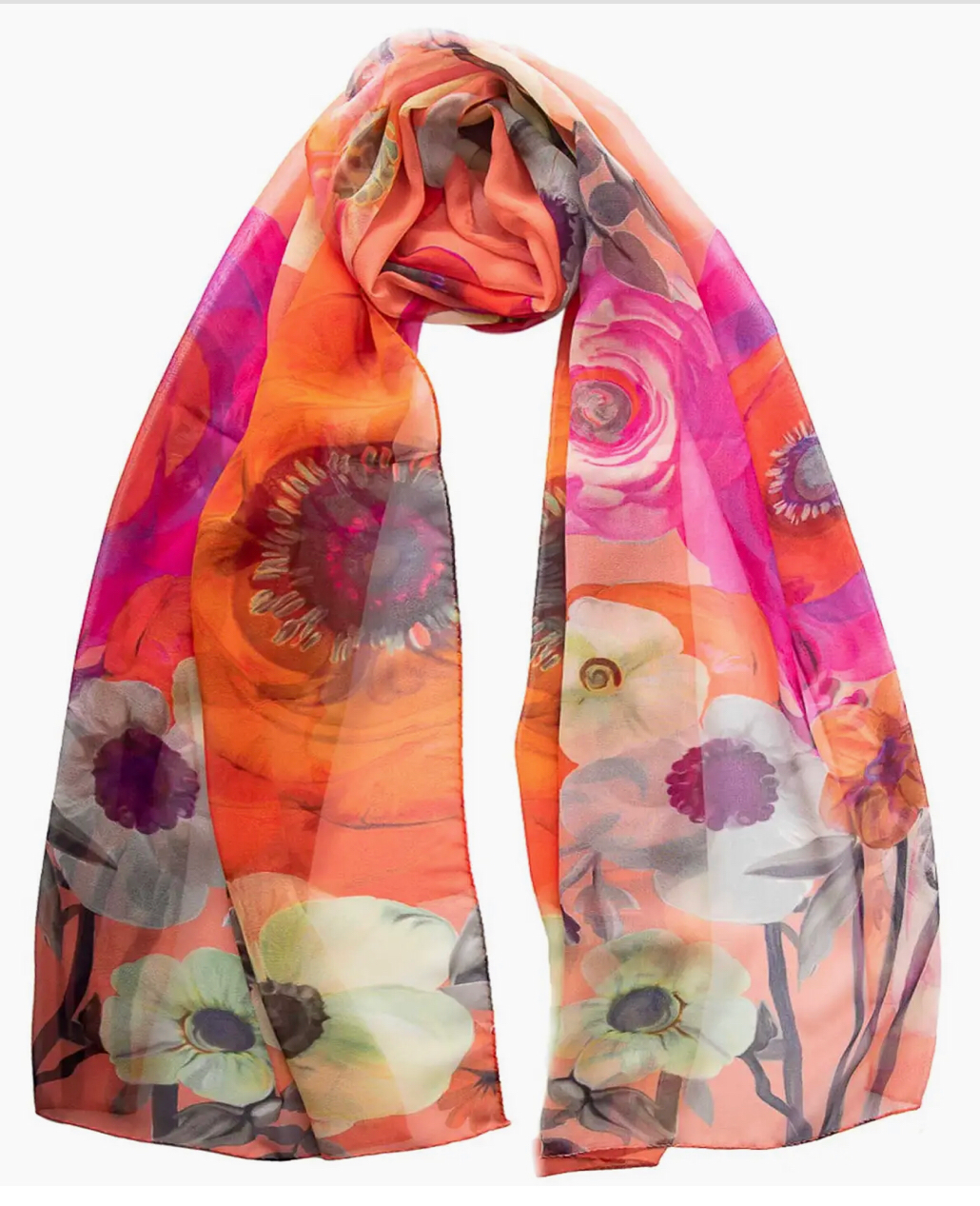 Campo De' Fiori - Coral Silk Scarf