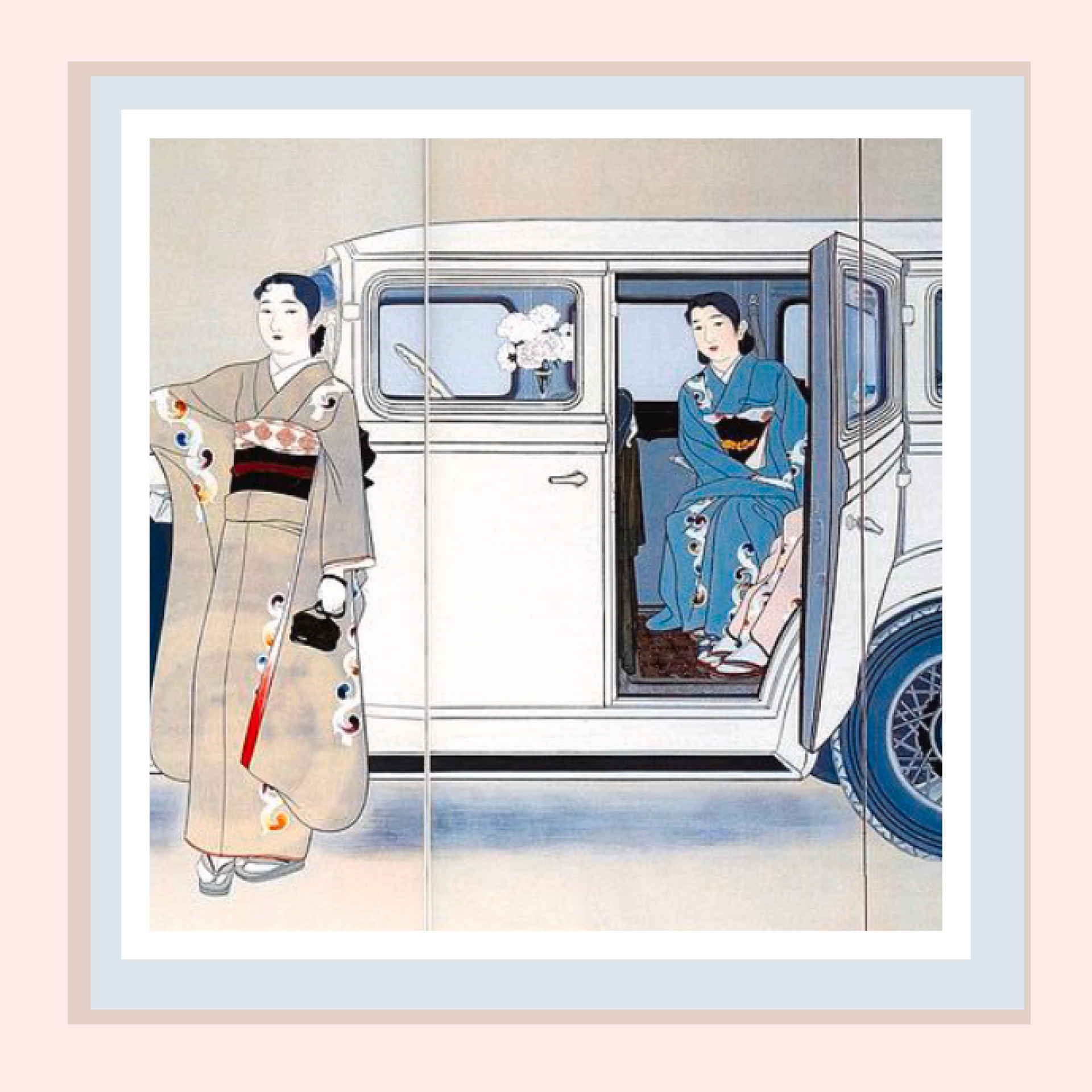 ビンテージ　VOGUE MOON スカーフ　アート　絵画　シルク100% レトロ Elegant – The Silk Cafe