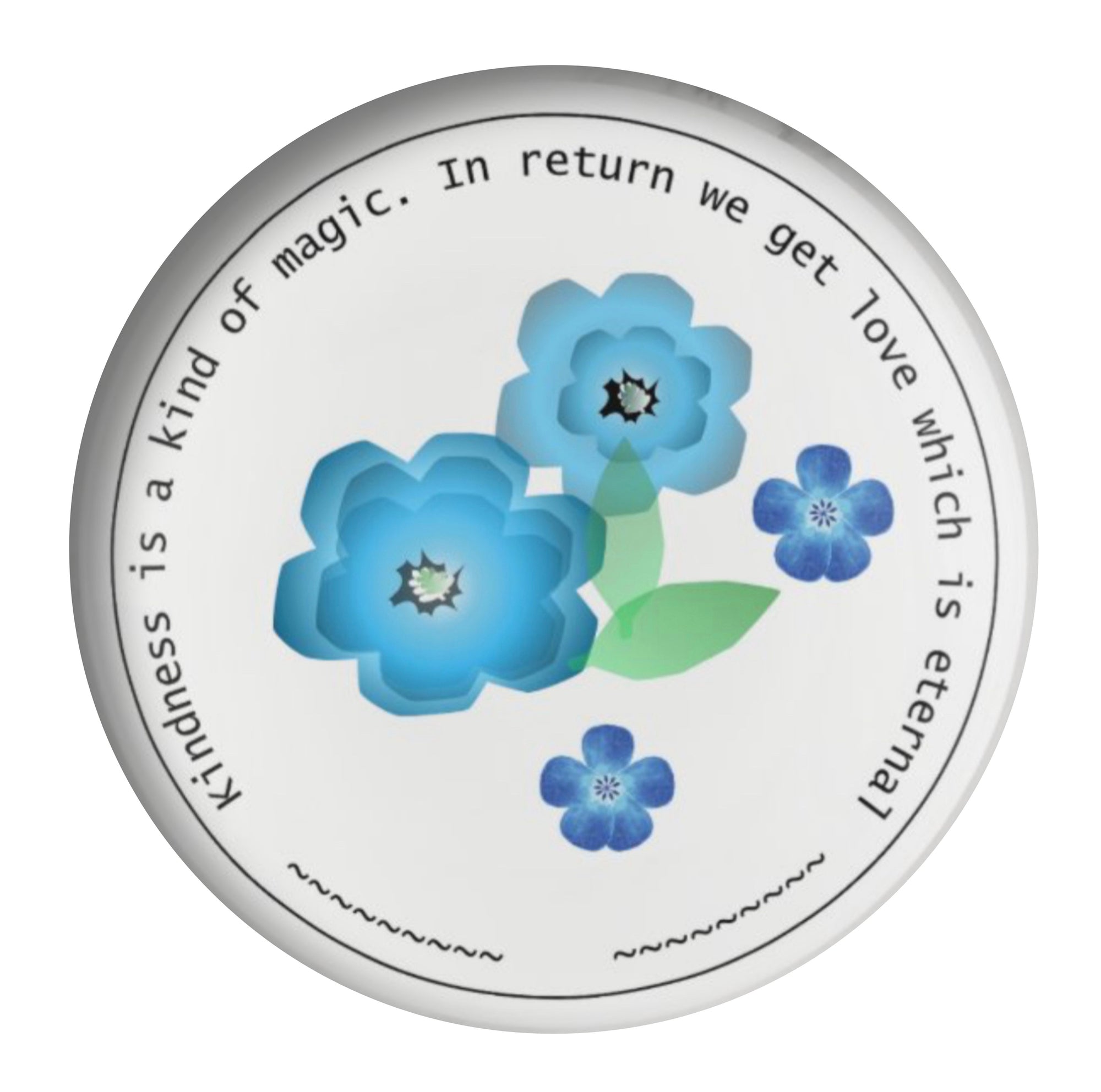 trinket dish round blue flower message